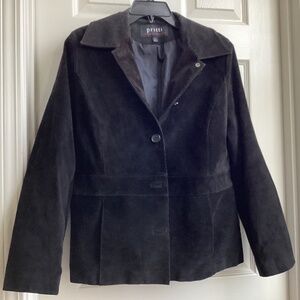 Pritti, black suede, women’s jacket/blazer, fully lined, size L